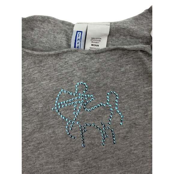 Vtg 90s NWT Gray Studded Sagittarius Zodiac Tee | McBling Noughties Grunge Y2K M - Picture 12 of 15